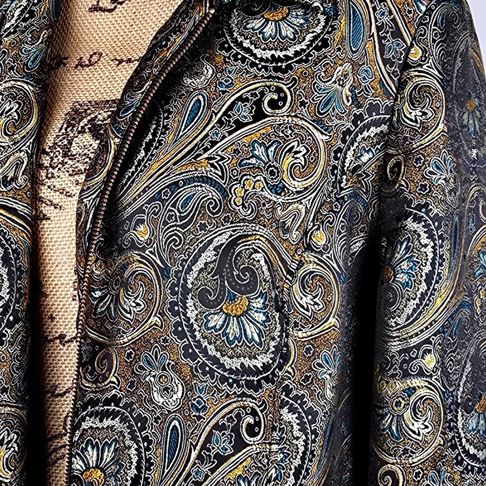 Beautiful Brownstone Studio Paisley Print Blazer Jacket‎ Zipper Front XL - Picture 5 of 16